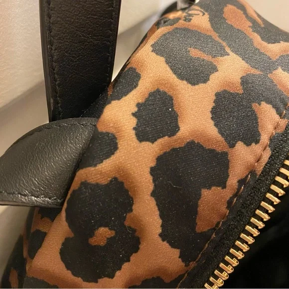 JIMMY CHOO Candice Onyp Natural Leo Nylon Leather Backpack NWT